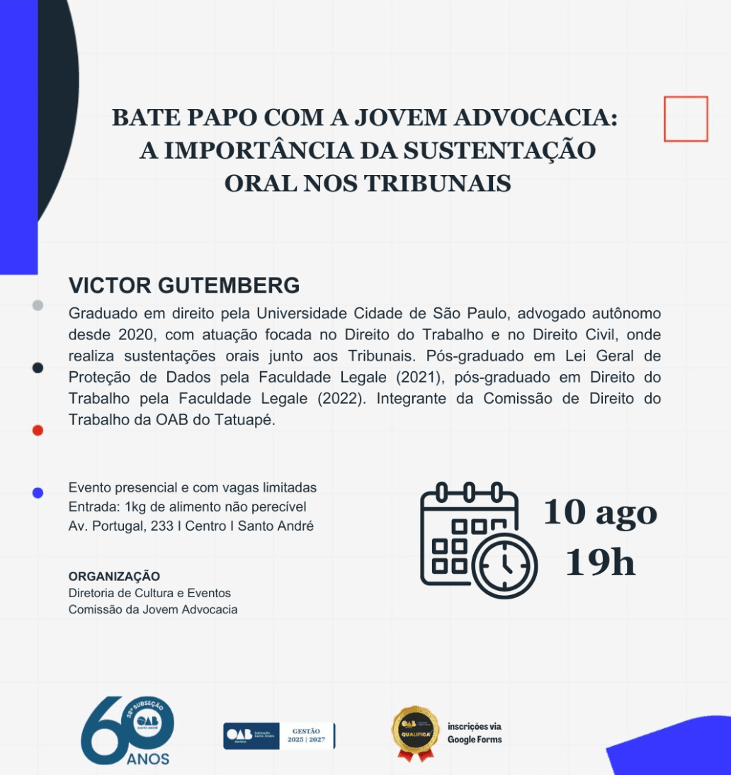 Bate papo com a Jovem Advocacia: A importância da sustentação oral nos Tribunais