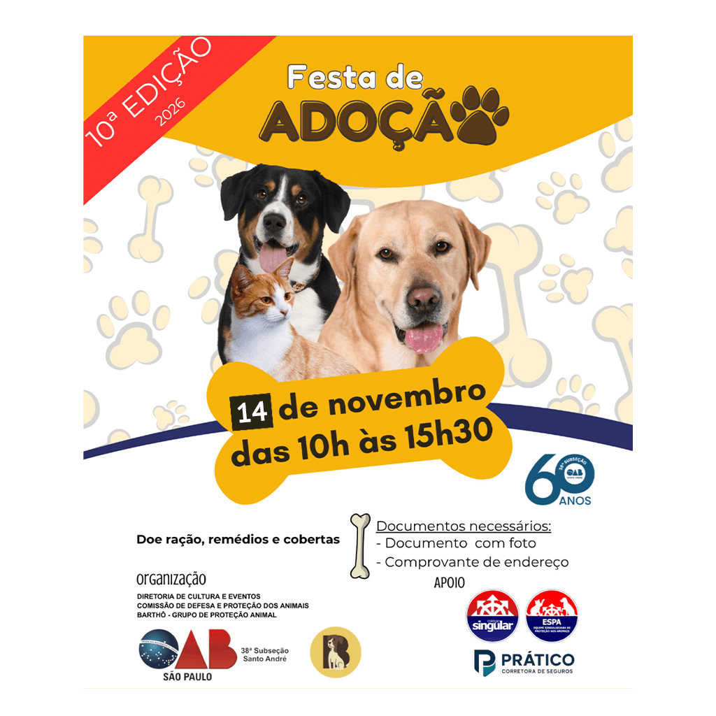 🐾 10ª edição da Festa de Adoção da OAB Santo André