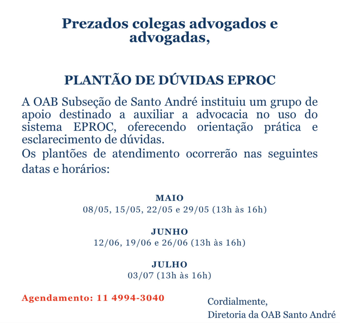 📙 Plantão de Dúvidas Eproc (MAI/JUN/JUL)
